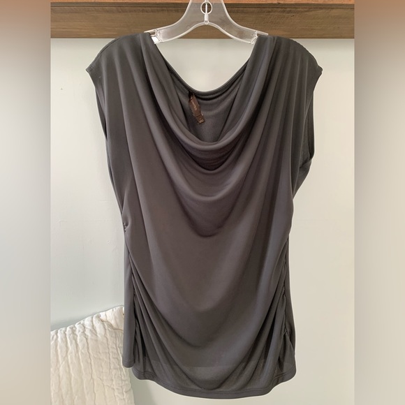 The Limited Sleeveless Top with drape neckline, Dark Gray, Size L - Picture 3 of 6